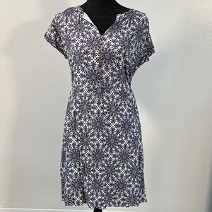 LOFT Purple and Black Floral Midi Dress size small